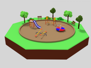 low poly cartoon playground scene Modelo 3D