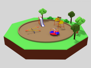 low poly cartoon playground scene Modelo 3D