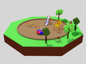 low poly cartoon playground scene Modelo 3D