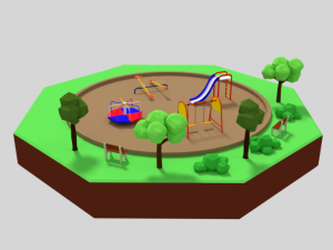 low poly cartoon playground scene Modelo 3D