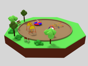low poly cartoon playground scene Modelo 3D