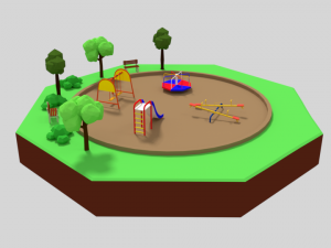 low poly cartoon playground scene Modelo 3D
