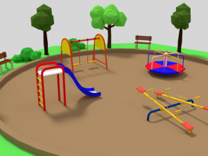 low poly cartoon playground scene Modelo 3D