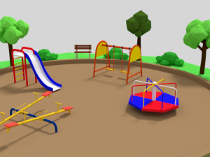 low poly cartoon playground scene Modelo 3D