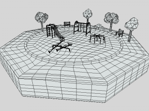 low poly cartoon playground scene Modelo 3D