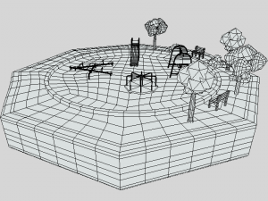 low poly cartoon playground scene Modelo 3D