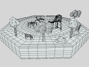 low poly cartoon playground scene Modelo 3D