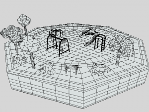 low poly cartoon playground scene Modelo 3D
