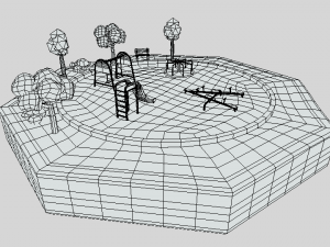 low poly cartoon playground scene Modelo 3D