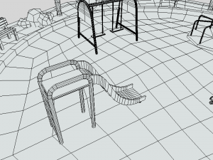 low poly cartoon playground scene Modelo 3D