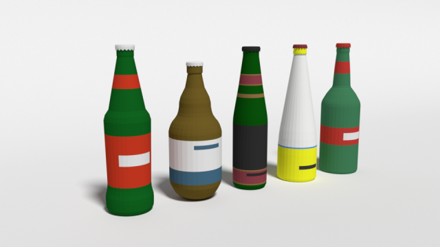low poly cartoon beer bottles Modelo 3D .c4d .max .obj .3ds .fbx .stl .blend 