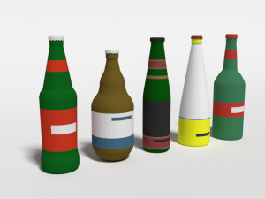 low poly cartoon beer bottles Modelo 3D