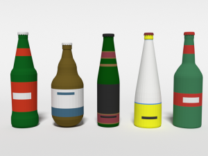 low poly cartoon beer bottles Modelo 3D