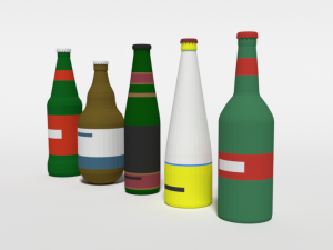 low poly cartoon beer bottles Modelo 3D