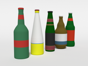 low poly cartoon beer bottles Modelo 3D