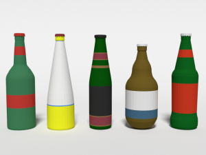 low poly cartoon beer bottles Modelo 3D