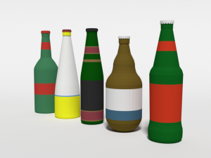 low poly cartoon beer bottles Modelo 3D