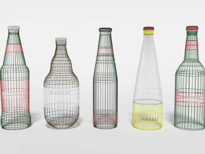 low poly cartoon beer bottles 3D Model