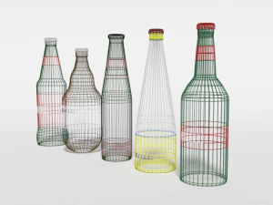 low poly cartoon beer bottles 3D Model