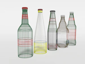 low poly cartoon beer bottles 3D Model