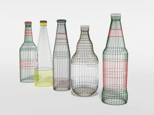 low poly cartoon beer bottles 3D Model
