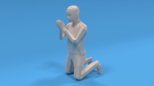 low poly kid praying 3D 모델 .c4d .max .obj .3ds .fbx .stl .blend 