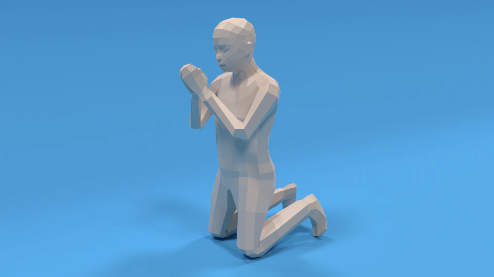 low poly kid praying 3D Model .c4d .max .obj .3ds .fbx .stl .blend