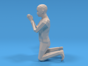 low poly kid praying 3D 모델