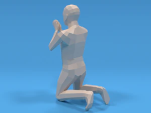 low poly kid praying 3D Model
