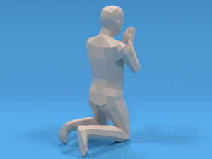 low poly kid praying 3D Model