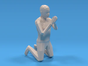 low poly kid praying 3D Model