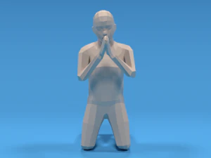 low poly kid praying 3D Model