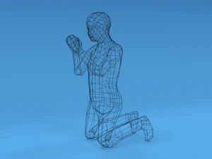 low poly kid praying 3D Model