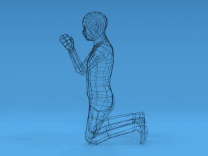 low poly kid praying 3D Model