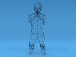 low poly kid praying 3D Model