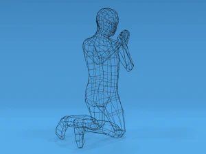 low poly kid praying 3D Model