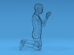 low poly kid praying 3D Model