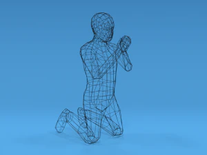 low poly kid praying 3D Model