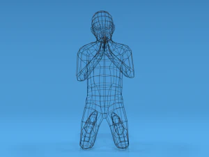 low poly kid praying 3D Model