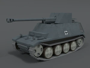 tanque de baja poli dibujos animados sdkfz 132 marder ii Modelo 3D