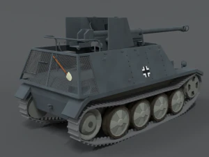 low poly cartoon sdkfz 132 marder ii tank 3D Model