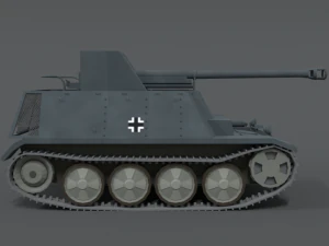 low poly cartoon sdkfz 132 marder ii tank 3D Model