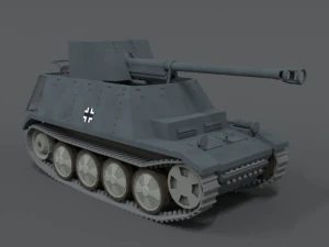 low poly cartoon sdkfz 132 marder ii tank 3D Model