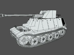 low poly cartoon sdkfz 132 marder ii tank 3D Model