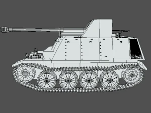 low poly cartoon sdkfz 132 marder ii tank 3D Model