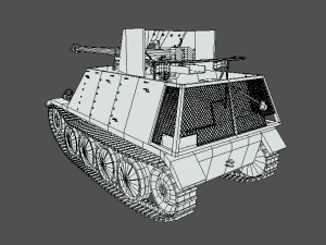 low poly cartoon sdkfz 132 marder ii tank 3D Model