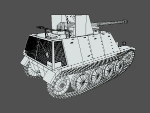 low poly cartoon sdkfz 132 marder ii tank 3D Model