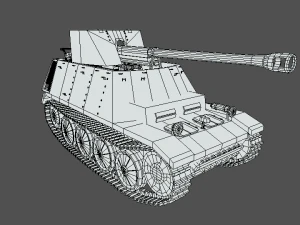 low poly cartoon sdkfz 132 marder ii tank 3D Model