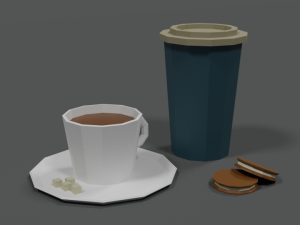 low poly cartoon coffee scene 3D 模型