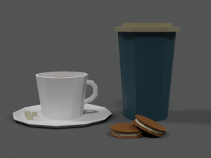 low poly cartoon coffee scene Model 3D
